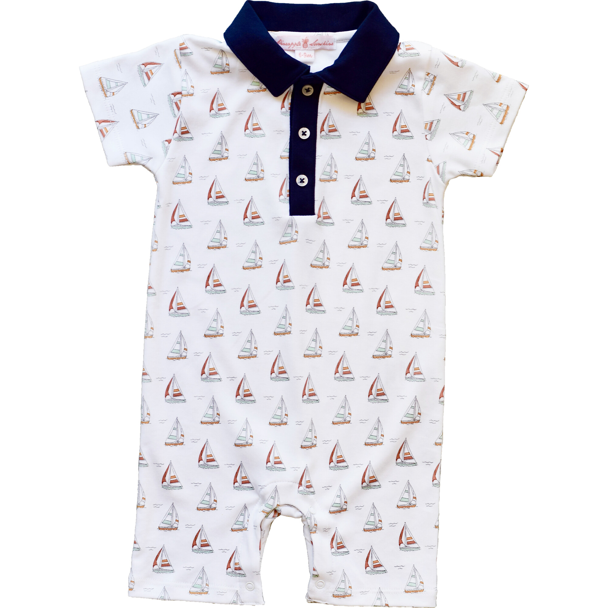 Sailboat Romper with Collar - Rompers - 1