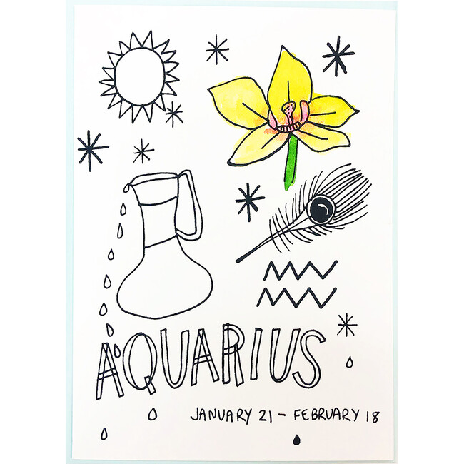 Zodiac Card/Mini Print, Aquarius