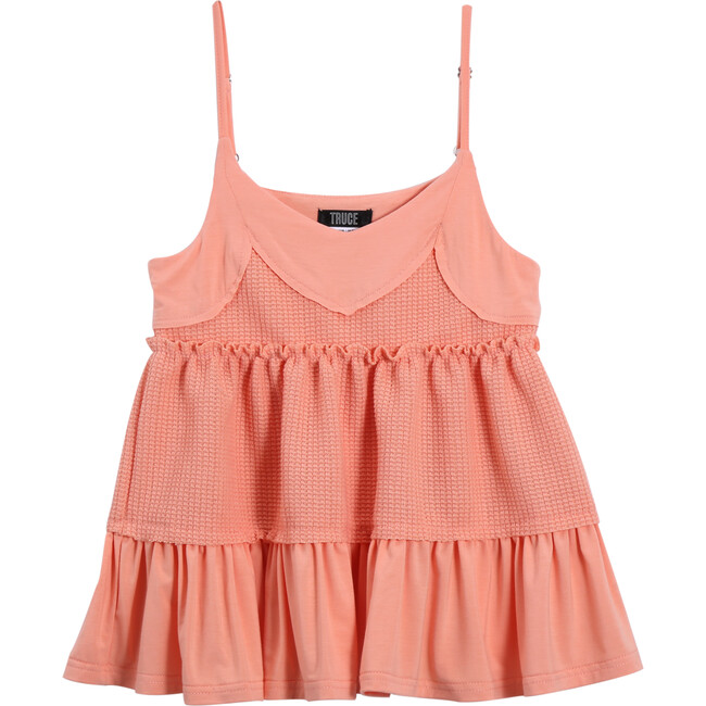 Loose Knit Tiered Tank, Peach