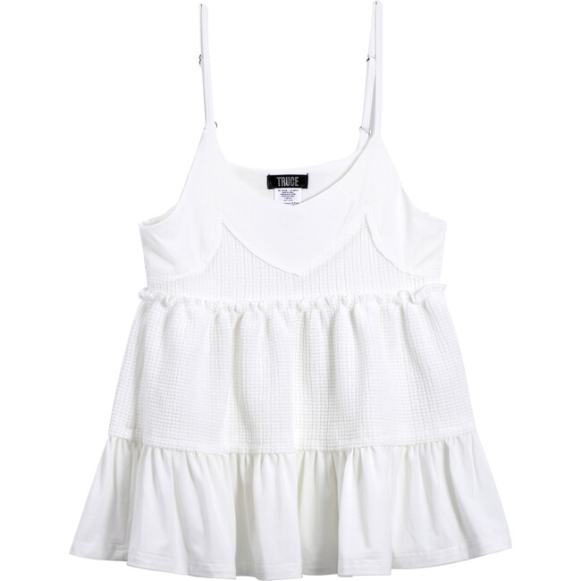 Loose Knit Tiered Tank, White