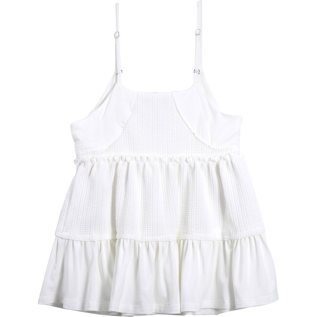 Loose Knit Tiered Tank, White