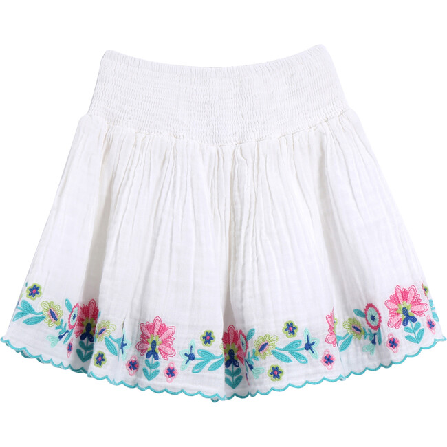 Smocked Pixie Skirt, White