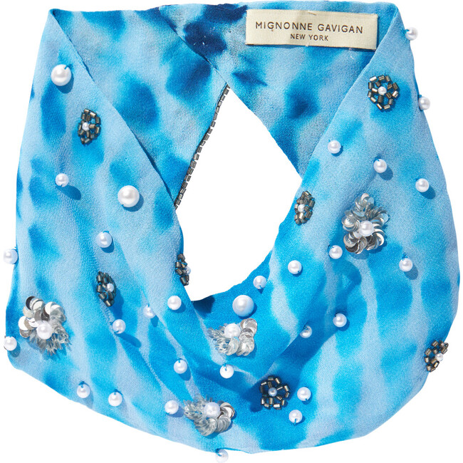 Mini Tie Dye Le Charlot Scarf Necklace Blues - Scarves - 1