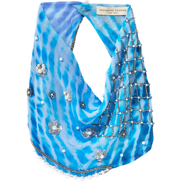 Le Charlot Navy Studs Scarf Necklaces – Stud & Sequin Silk Chiffon Scarf  Necklace | Mignonne Gavigan
