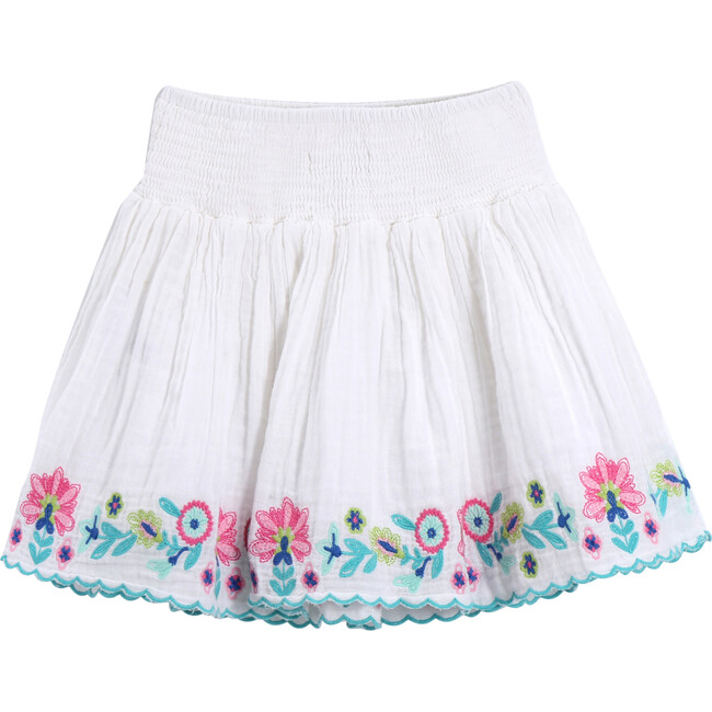 Smocked Pixie Skirt, White