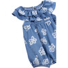 Floral Chambray Romper, Indigo - Rompers - 3