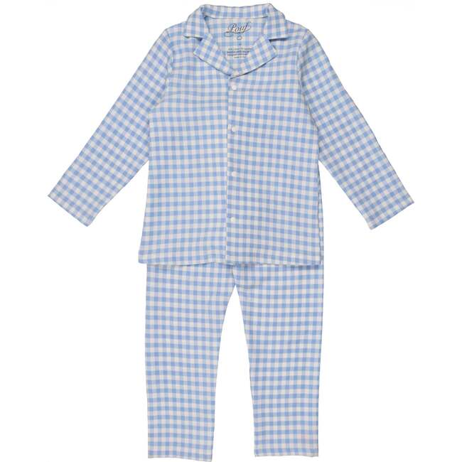Gingham Grandpa PJ, Blue - Pajamas - 1