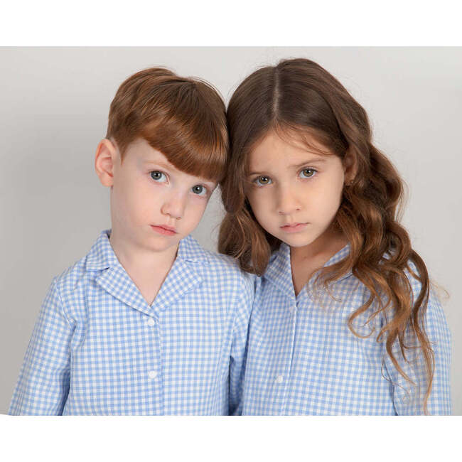 Gingham Grandpa PJ, Blue - Pajamas - 4