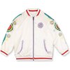 Satin Bomber Jacket With Flower Embroidery, Cream - Jackets - 1 - thumbnail