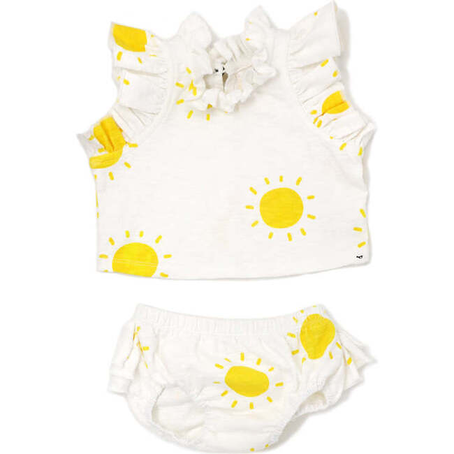 Cotton Slub Lola Top & Tushie Set, Sunshine Print - Mixed Apparel Set - 1 - zoom