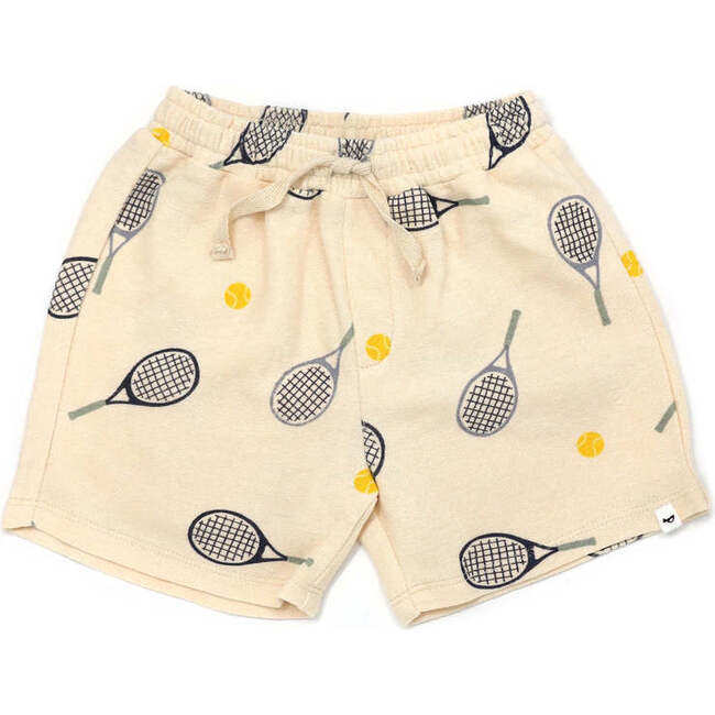 Cotton Terry Boys Track Shorts, Tennis Print - Shorts - 1 - zoom