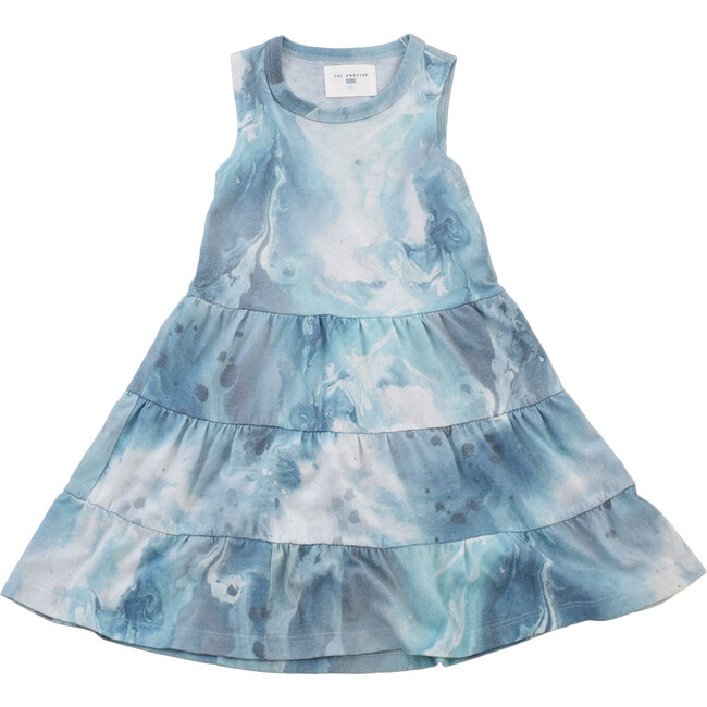Marble Swirl Tier Dress, Blue - Dresses - 1