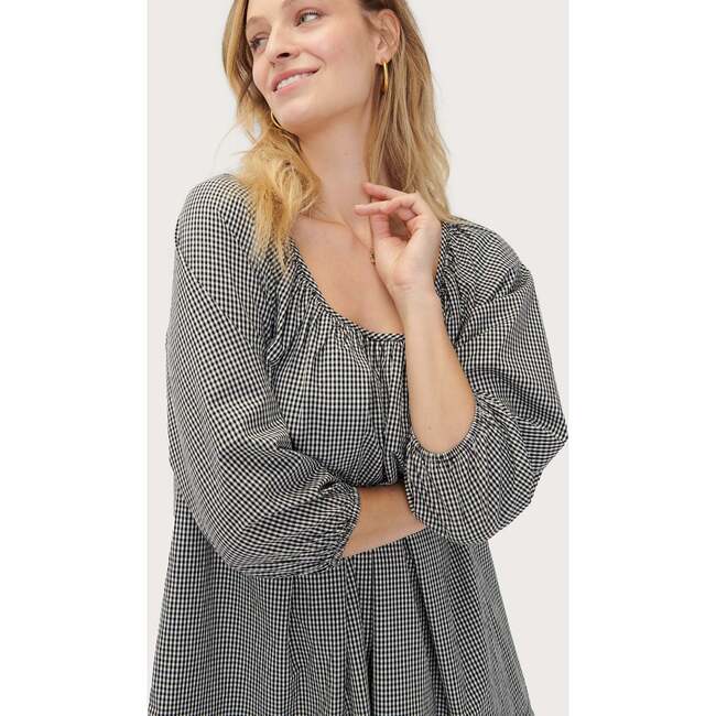 The Women's Short Secret Nursing Dress, Black Gingham - Dresses - 2