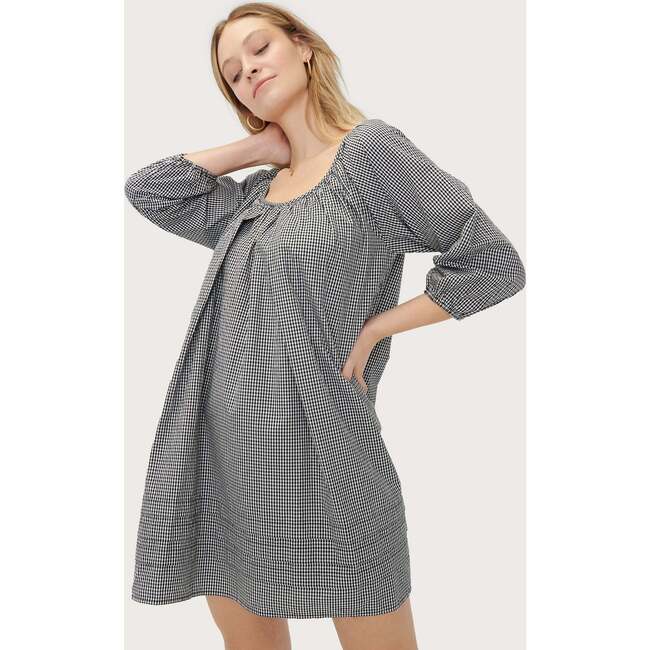 The Women's Short Secret Nursing Dress, Black Gingham - Dresses - 3