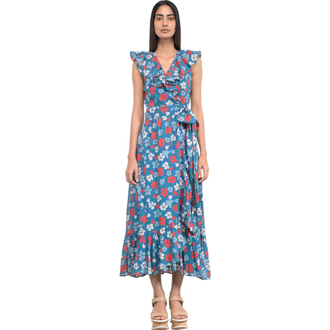 Women's Eris Dress, Melodic Floral Dazzling Blue - Dresses - 1