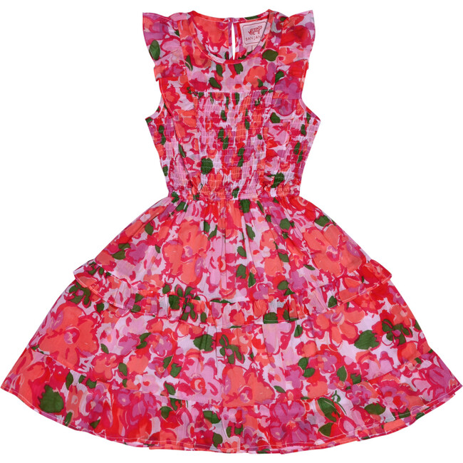 Girls Iris Dress, Techni Floral Magenta - Dresses - 1 - zoom