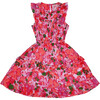 Girls Iris Dress, Techni Floral Magenta - Dresses - 1 - thumbnail
