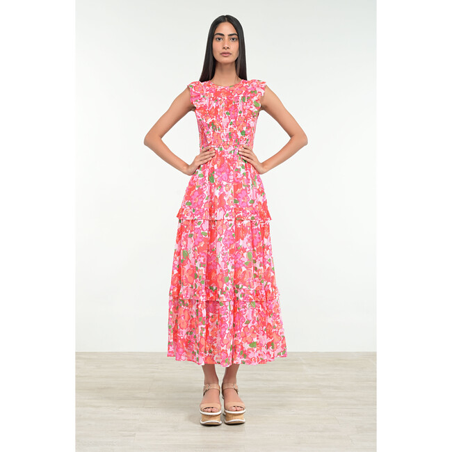 Women's Iris Dress, Techni Floral Magenta - Dresses - 3