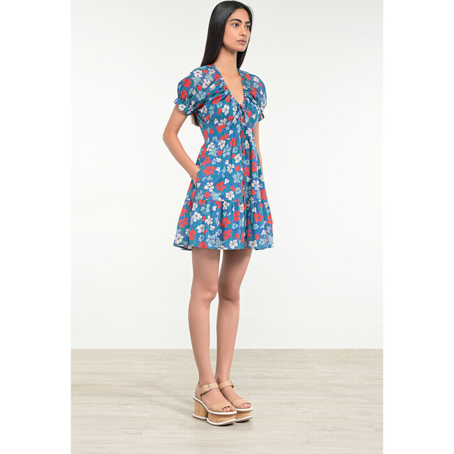 Women's Artemise Dress, Melodic Floral Dazzling Blue - Dresses - 3