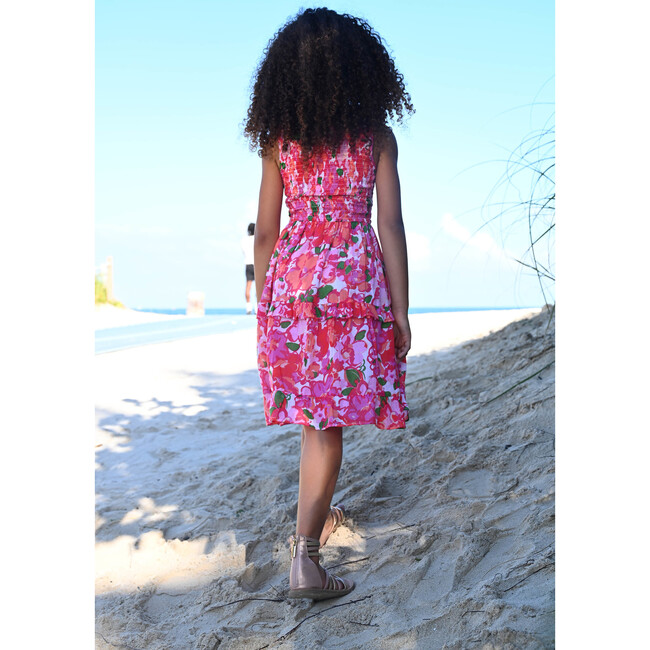 Girls Iris Dress, Techni Floral Magenta - Dresses - 5