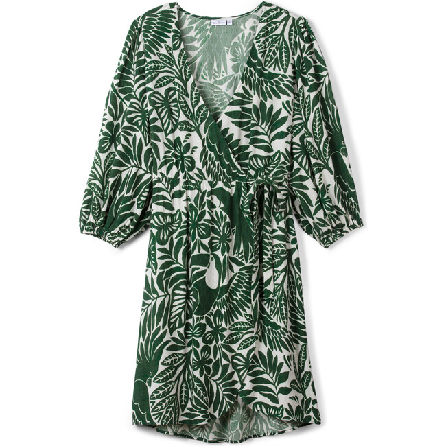 Women's Lyuda Wrap Dress, Green Tropics - One Pieces - 1