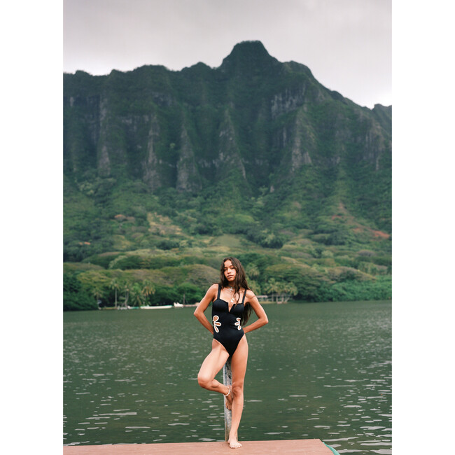 Women's Flora One Piece, Black/Ivory - One Pieces - 3
