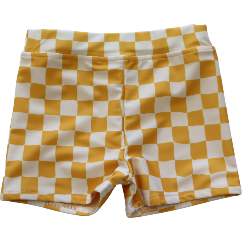 Yellow Check Trunk - Swim Trunks - 1