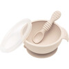 Silicone First Feeding Set w/ Lid & Spoon, Sand - Tableware - 1 - thumbnail