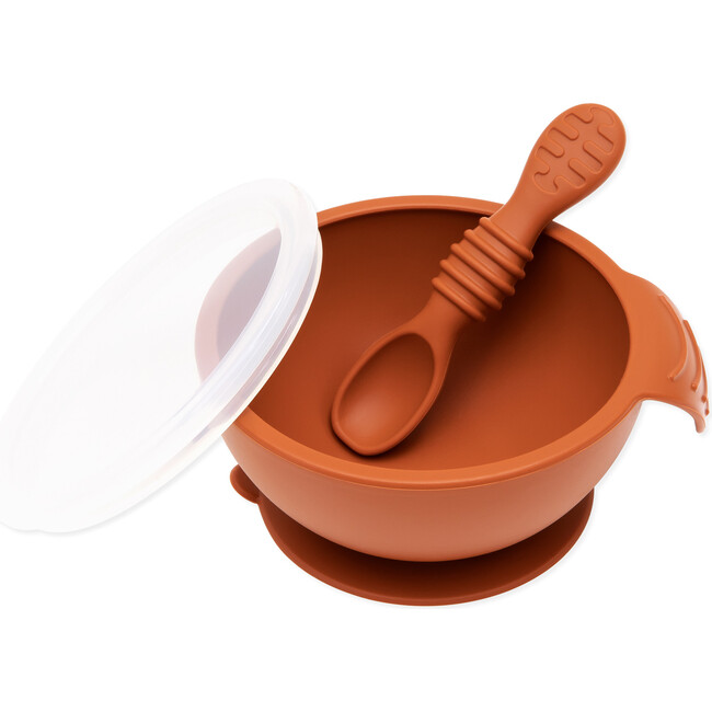 Silicone First Feeding Set w/ Lid & Spoon, Clay - Food Storage - 1