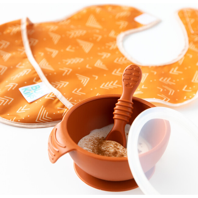 Silicone First Feeding Set w/ Lid & Spoon, Clay - Tableware - 4
