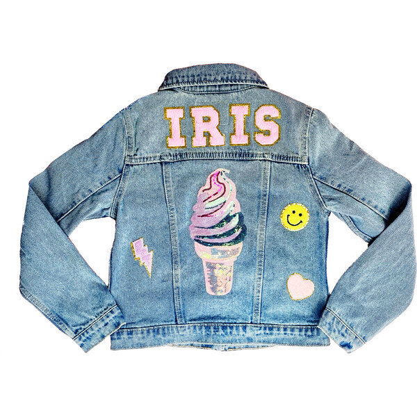 Custom Ice Cream Denim Jacket, Light Wash Little Chicken Exclusives