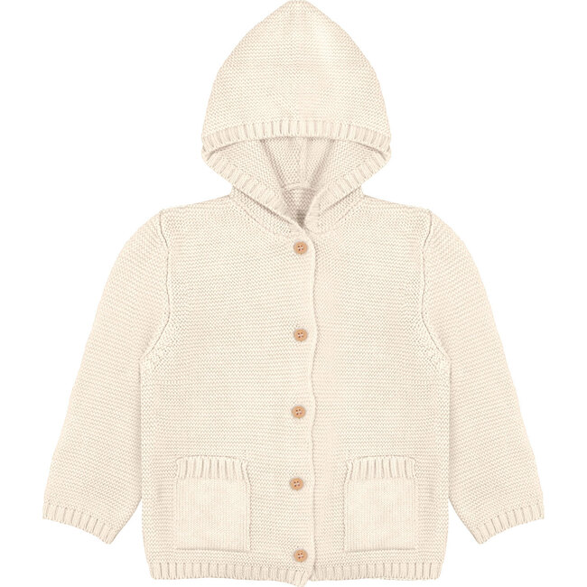 Organic Knit Hooded Sweater, Ivory