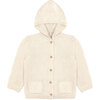 Organic Knit Hooded Sweater, Ivory - Cardigans - 1 - thumbnail