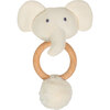Organic Knit Elephant Rattle, White - Rattles - 1 - thumbnail