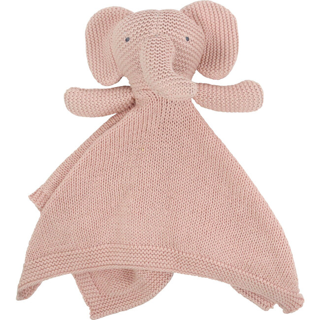 Organic Knit Elephant Lovey, Pink - Blankets - 1
