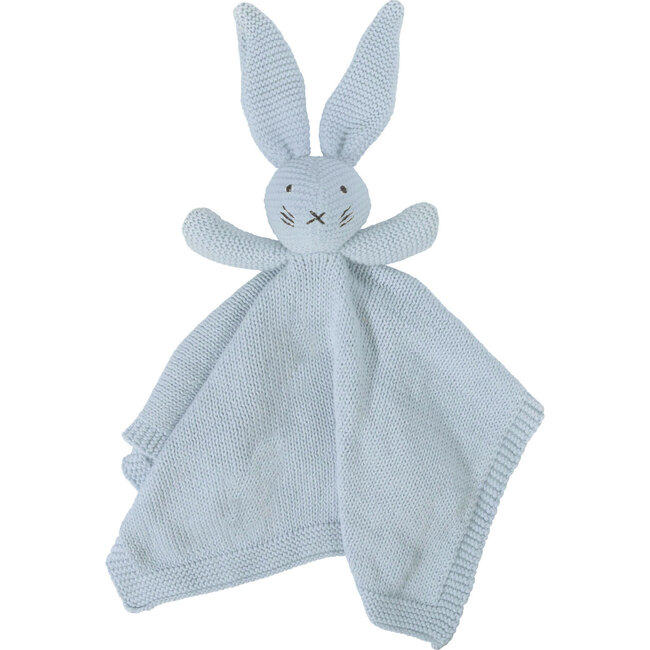 Organic Knit Bunny Lovey, Blue - Blankets - 1 - zoom