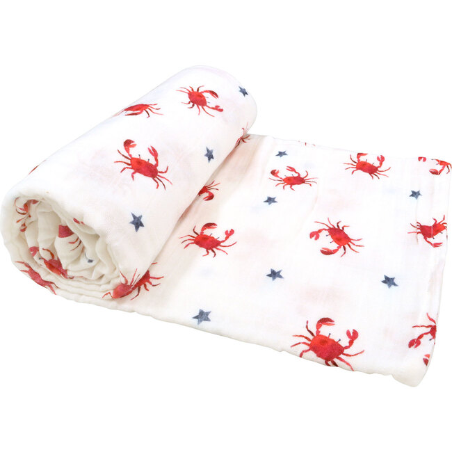 Organic Muslin Swaddle, Red Crab - Swaddles - 1