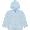Organic Knit Hooded Sweater, Sky Blue - Cardigans - 1 - thumbnail
