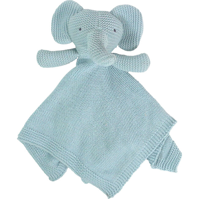 Organic Knit Elephant Lovey, Blue - Plush - 1
