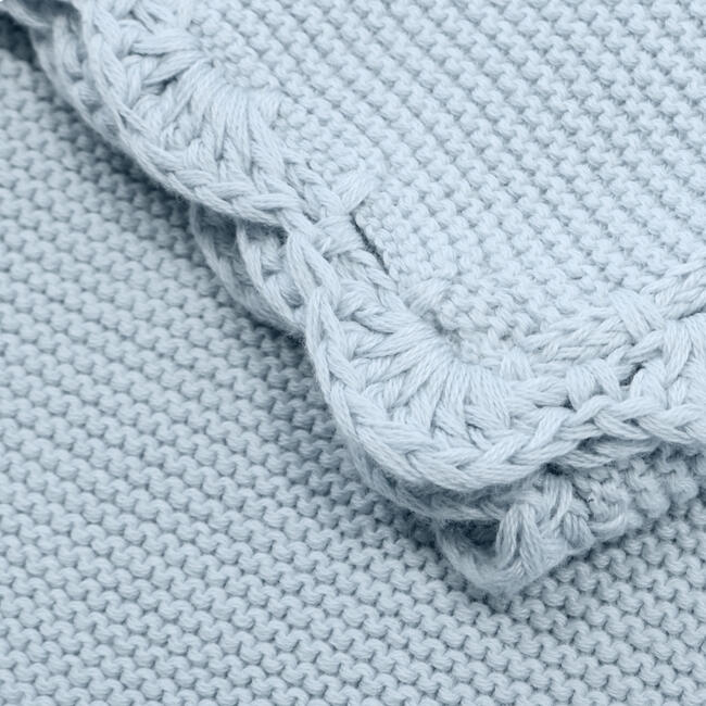 Organic Scallop Knit Blanket, Sky Blue