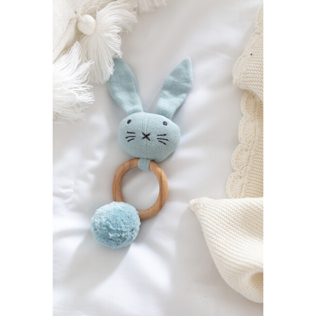 Organic Knit Bunny Rattle, Blue
