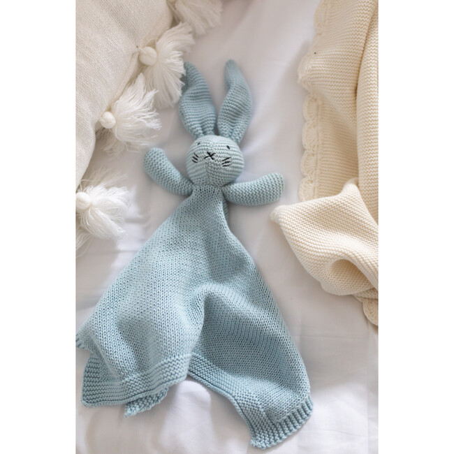 Organic Knit Bunny Lovey, Blue - Plush - 3