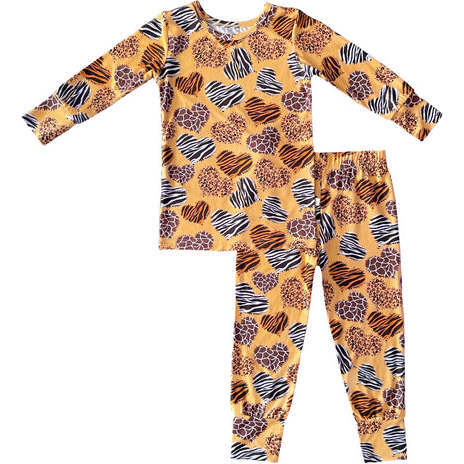 Wild Luv Valentine’s Bamboo Toddler Pajama Set, Gold