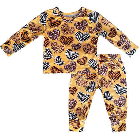 Wild Luv Valentine’s Bamboo Baby Pajama Set, Gold