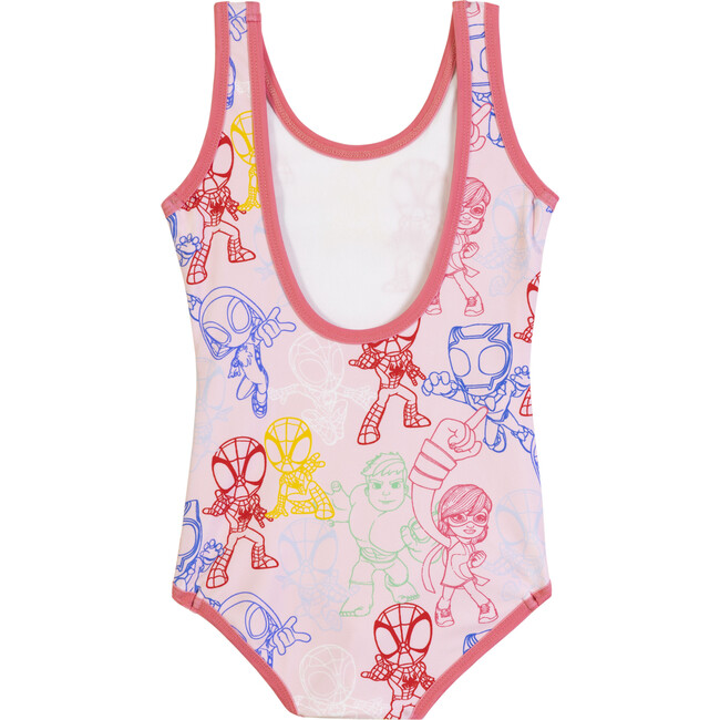 Spidey Line Art Friends Print One Piece, Pink Salt - One Pieces - 3