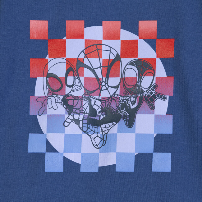 Spidey Checkered Print Relaxed Tee, Navy Multi - Tees - 4