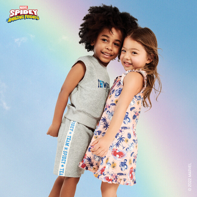 Spidey Hawaiian Car Print Ruffle Dress, Pink Salt - Dresses - 5