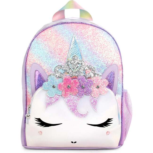 Miss Gwen Ombre Glitter Flower Crown Large Backpack, Purple