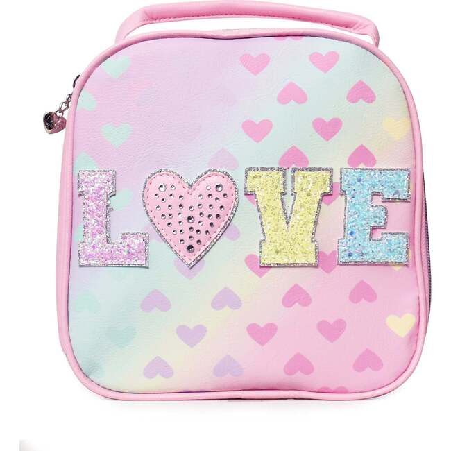 LOVE' Ombre Heart Print Lunch Bag, Pink
