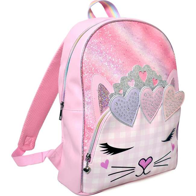 Miss Bella Ombre Glitter Hearts Crown Large Backpack, Pink - Bags - 2